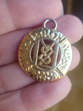 Rare Yves Saint Laurent Hammered Gold YSL Vintage Charm Pendant